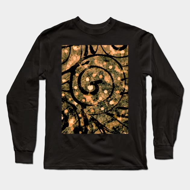 bleach art tie dye black and brown Long Sleeve T-Shirt by FLOWING COLORS